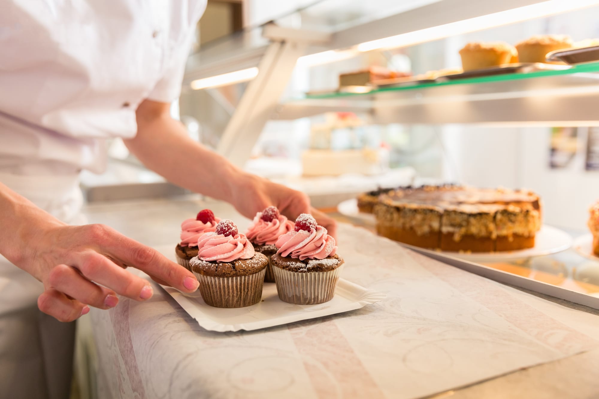 Cupcake confections in a bake shop