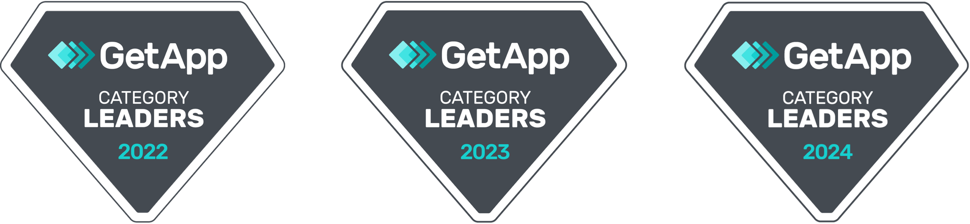 2022 – 2024 SpotOn GetApp Category Leader badges.