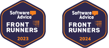 2023 – 2024 SpotOn Software Advice Front Runner badges.