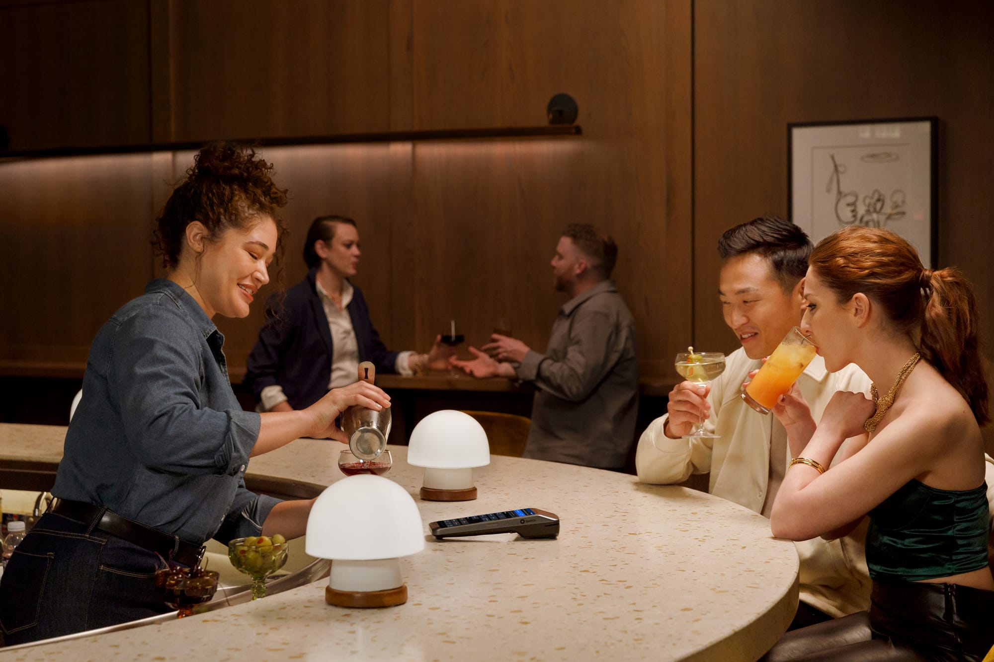 Patrons drinking drinks at a Philadelphia bar restaurant during CCRW.