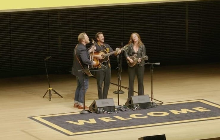 Zach Williams, Kanene Pipkin, and Brian Elmquist on stage at the Welcome Conference.