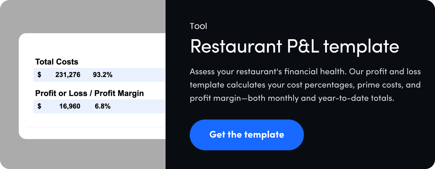 Restaurant P&L template